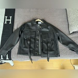 Limited edition black leather jacket from Sunday Soho. Brand new.